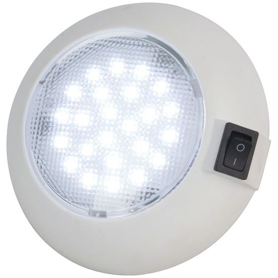 115mm Cool White & Red LED Dome Light – 12V, Caravan & Boat Cabin