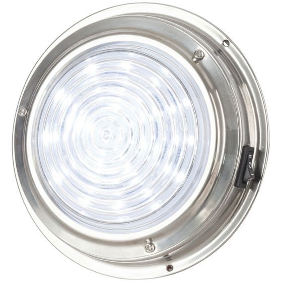 Jaycar 140mm Cool White LED Stainless Steel Dome Light – 12V Caravan & Boat Cabin