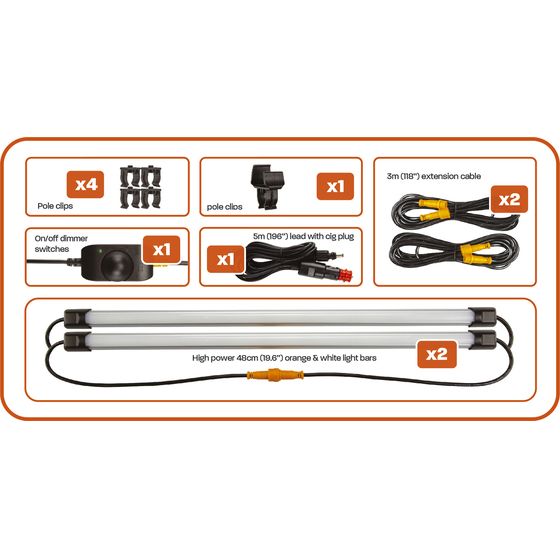 Hard Korr Camp Light Kit – 2× 48cm Orange & White LED Bars + Controller