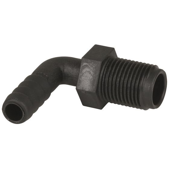 HOSE TAIL TO BSP MALE ELBOW - 13MM (1/2) HOSE TO 1/2IN BSP THREAD
