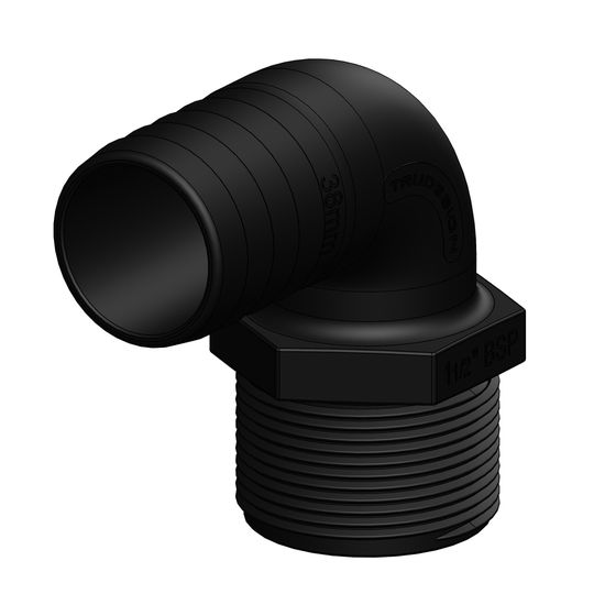 HOSE TAIL TO BSP MALE ELBOW - 38MM (1-1/2) HOSE TO 1-1/2IN BSP THREAD