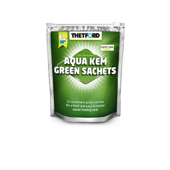 Thetford Aqua Kem Concentrated Green Sachets – 12 Pack (Septic-Safe Biological Formula)
