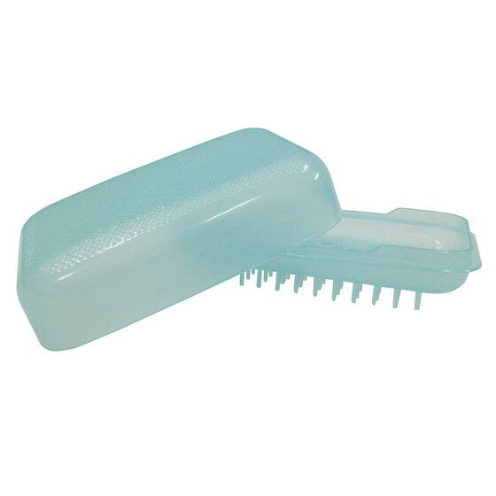 Travel Soap Holder with Exfoliating Lid & Hair Brush Base