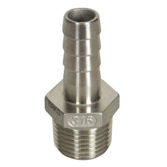 12mm 316 Stainless Steel Connector with Tail – Barb to BSP Female