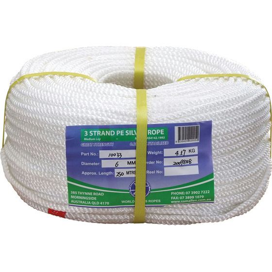 Silver Ropes 18mm Polyethylene Rope – 3-Strand, UV Stabilised – 100m Roll