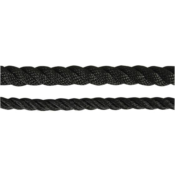 Black Polyester 3-Strand Rope 10mm – 1200kg BS – 100m Roll