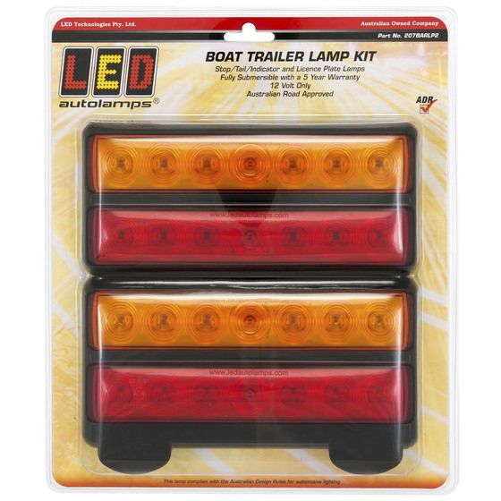 Jaycar Extra Large Trailer Light Set – 2-Bar Stop/Tail/Turn + Plate Light, 200×93mm