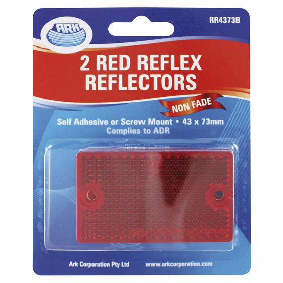 Jaycar Trailer & Vehicle Reflectors – Red 43 × 73 mm (Pack of 2) | Self-Adhesive, ADR Approved