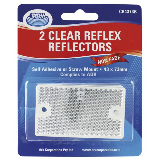 Jaycar Trailer & Vehicle Reflectors – Clear 43 × 73 mm (Pack of 2) | Self-Adhesive, ADR Approved