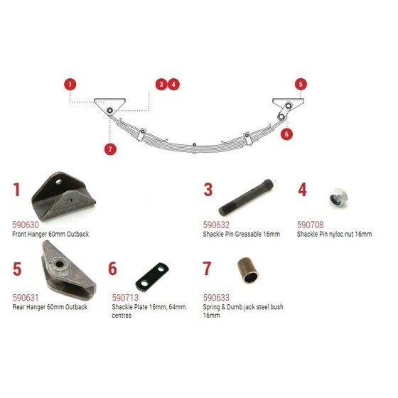HEAVY DUTY EYE-EYE SPRING KIT 60MM 775KG SINGLE