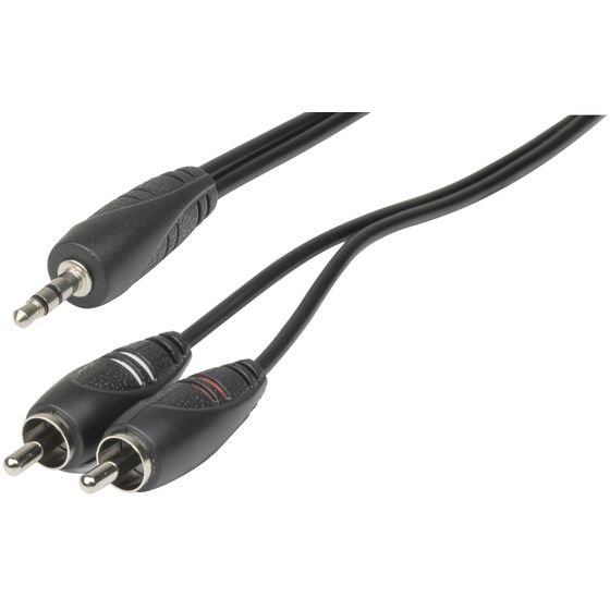 3.5MM STEREO PLUG TO 2 X RCA PLUGS AUDIO CABLE - 1.5M