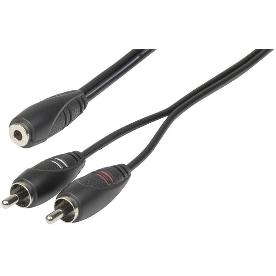 3.5MM STEREO SOCKET TO 2 X RCA PLUGS 300MM