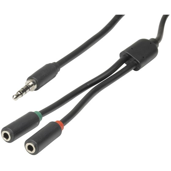 Jaycar 3.5mm 4-Pole to 2x 3.5mm Socket Splitter Cable – 250mm
