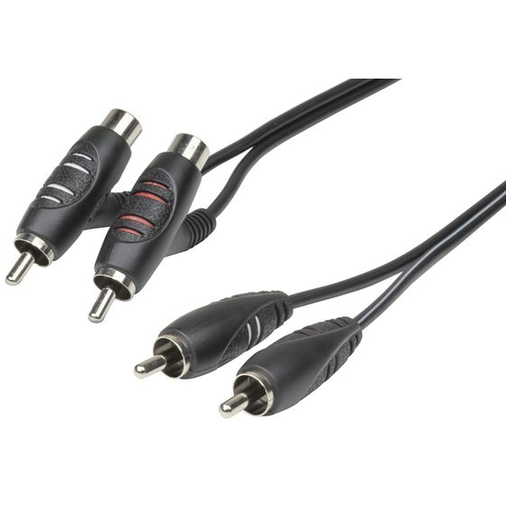 Jaycar 2 x RCA Plug with Piggyback Sockets to 2 x RCA Plug – 1.5 m