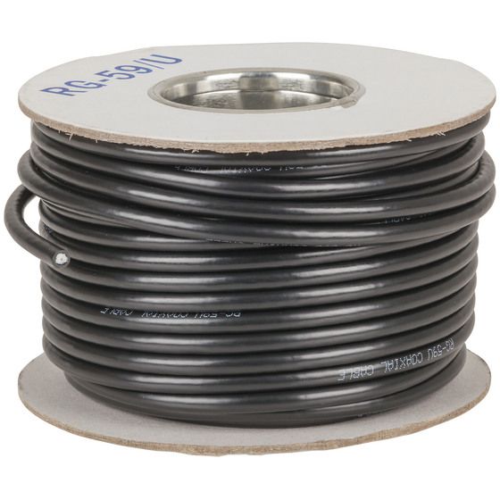 JAYCAR 75 Ohm RG59 Coax Cable – Black, 30m Roll