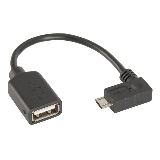 USB2.0 OTG FEMALE A PLUG TO RIGHT-ANGLE MICRO MALE B PLUG