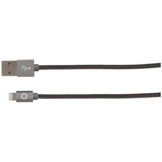 Jaycar 1m Armoured USB-A to Lightning Cable – Stainless Steel Protection, Built to Last