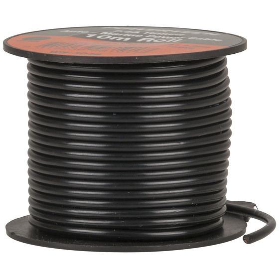 Jaycar 7.5A Tinned Hook-Up Wire – Black – 10m Roll | 24×0.2mm Stranding