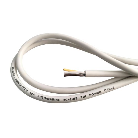 19A Triple-Core Marine Power Cable – White | Double Insulated, 50m Roll (JAYCAR)