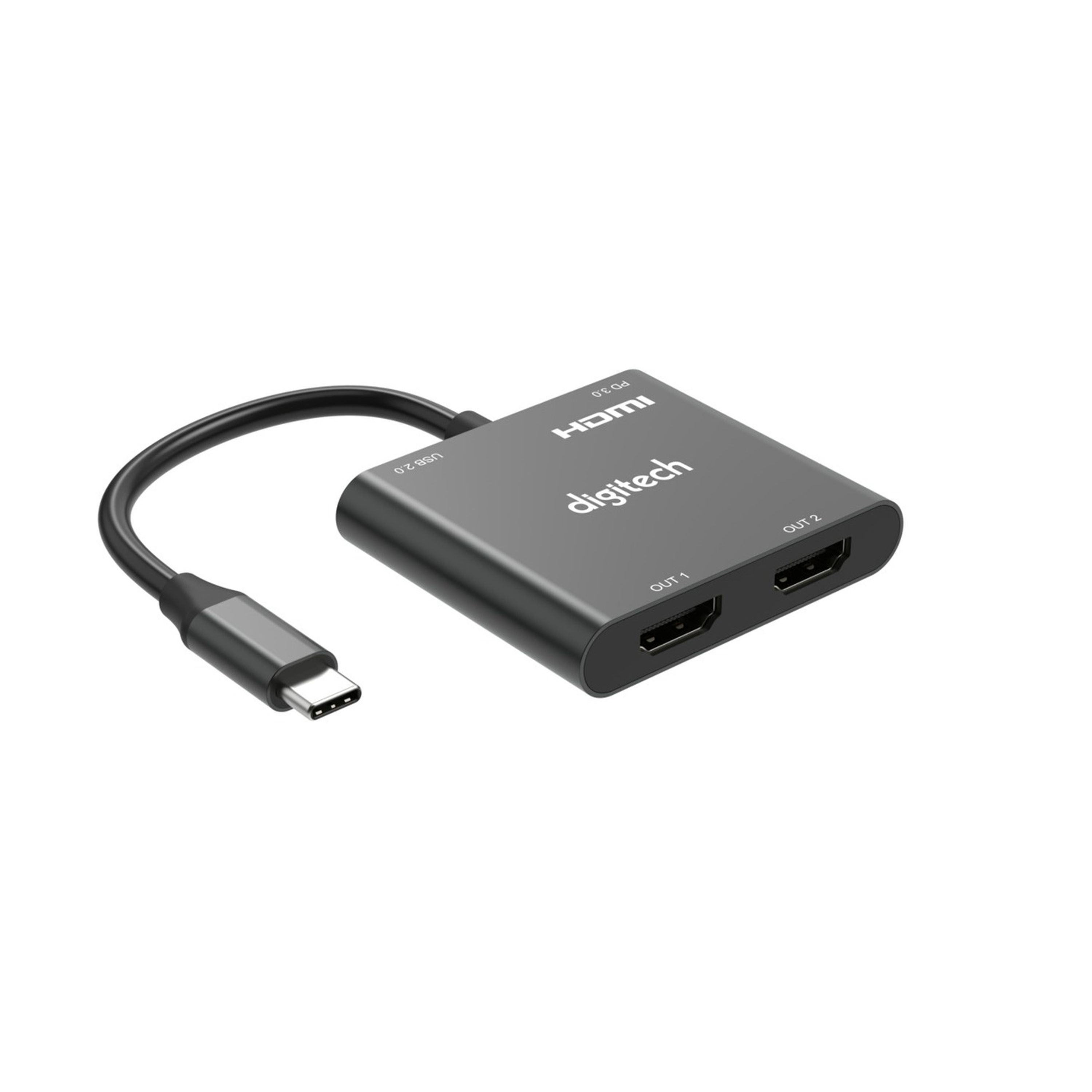 USB-C to HDMI Adapter 4K@60Hz for single HDMI/4K@30Hz for dual HDMI displays with USB2.0 and PD(100W)