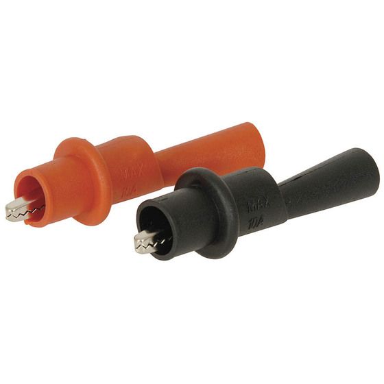 Jaycar Meter Probe Alligator Clips – Push-On Pair (Red & Black)