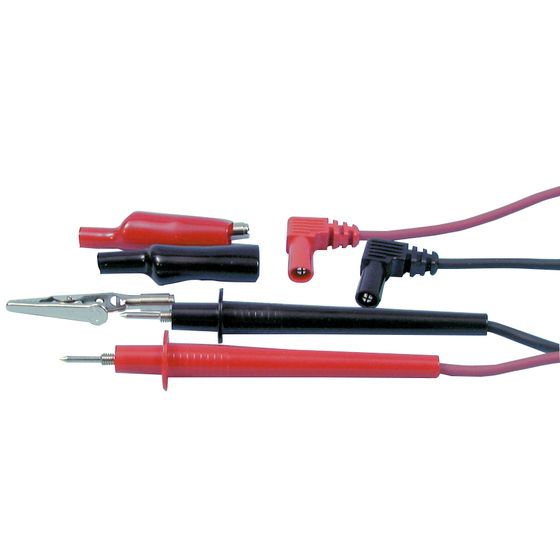 Jaycar Shrouded Multimeter Test Probes – 15mm Covered Pin, Right-Angle Banana Plugs with Aligator Clips