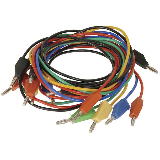 Jaycar Banana Piggyback Test Cables – 7-Lead Set, 1m Each, 500VDC 12A Rated