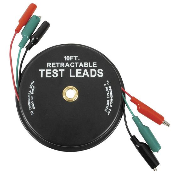 Retractable 3m Alligator Test Cable Set – Red, Black, Green | Jaycar