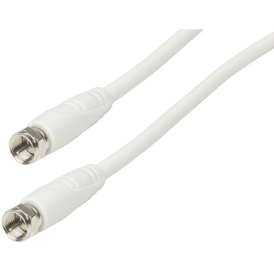 Jaycar F Plug to F Plug Coaxial Cable – 1.5m, White, RG-59U