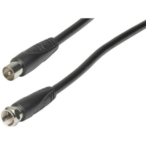 Jaycar TV Antenna Cable – F Plug to TV Coaxial Plug, 1.5m, Black, RG-59U
