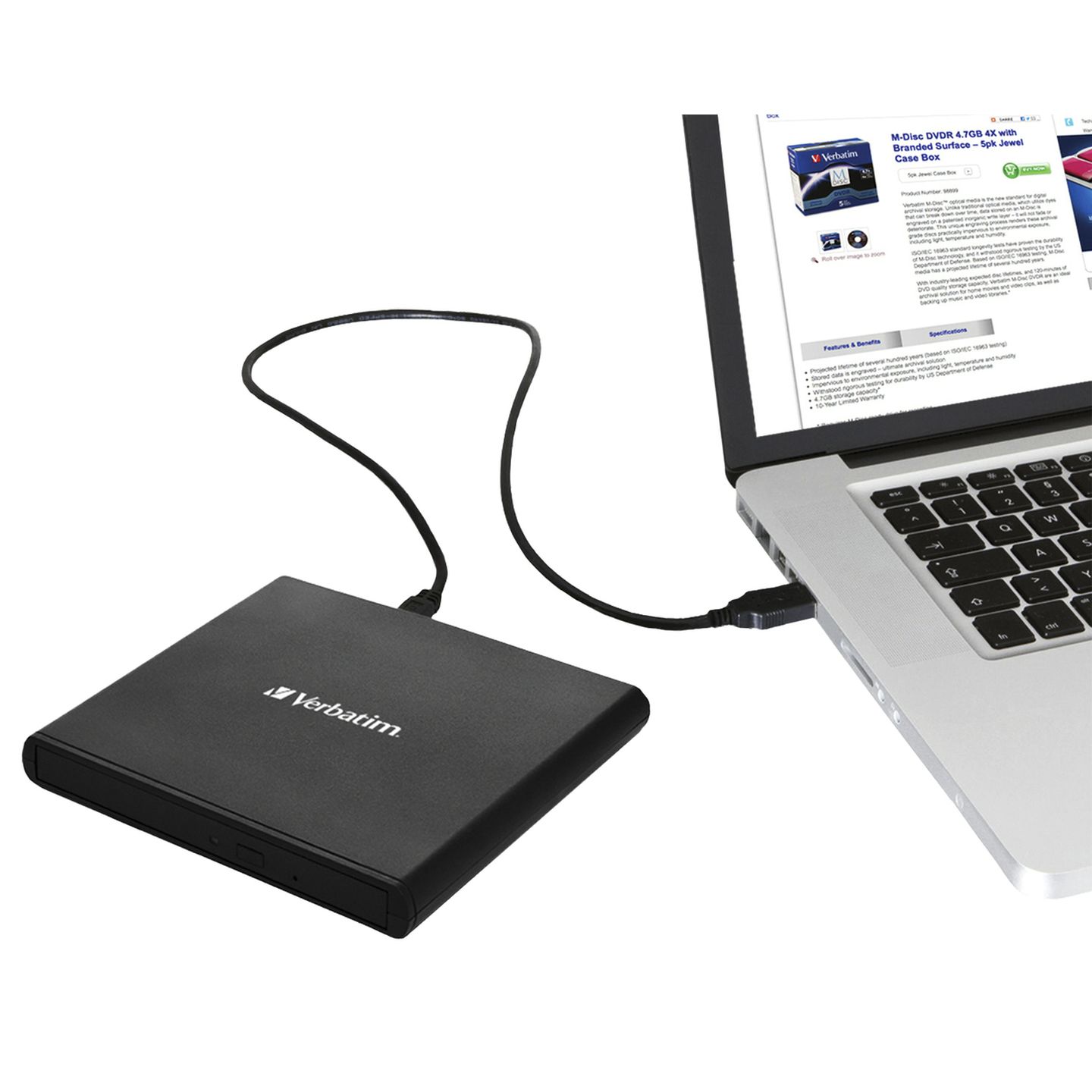 External Slimline Mobile CD/DVD Writer USB 2.0 Black