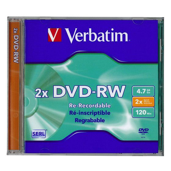 Verbatim DataLifePlus DVD-RW 4.7GB 2X Re-Writable – Jewel Case Singles (2 Pack)