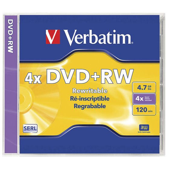 Verbatim DataLifePlus DVD+RW 4.7GB 4X – Jewel Case Single