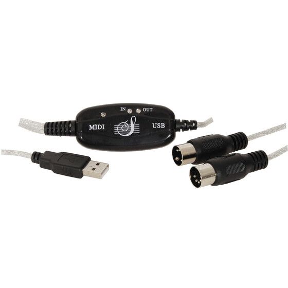 Jaycar USB MIDI Interface – Plug & Play, 2m Cable, LED Indicators, Win/Mac/Linux