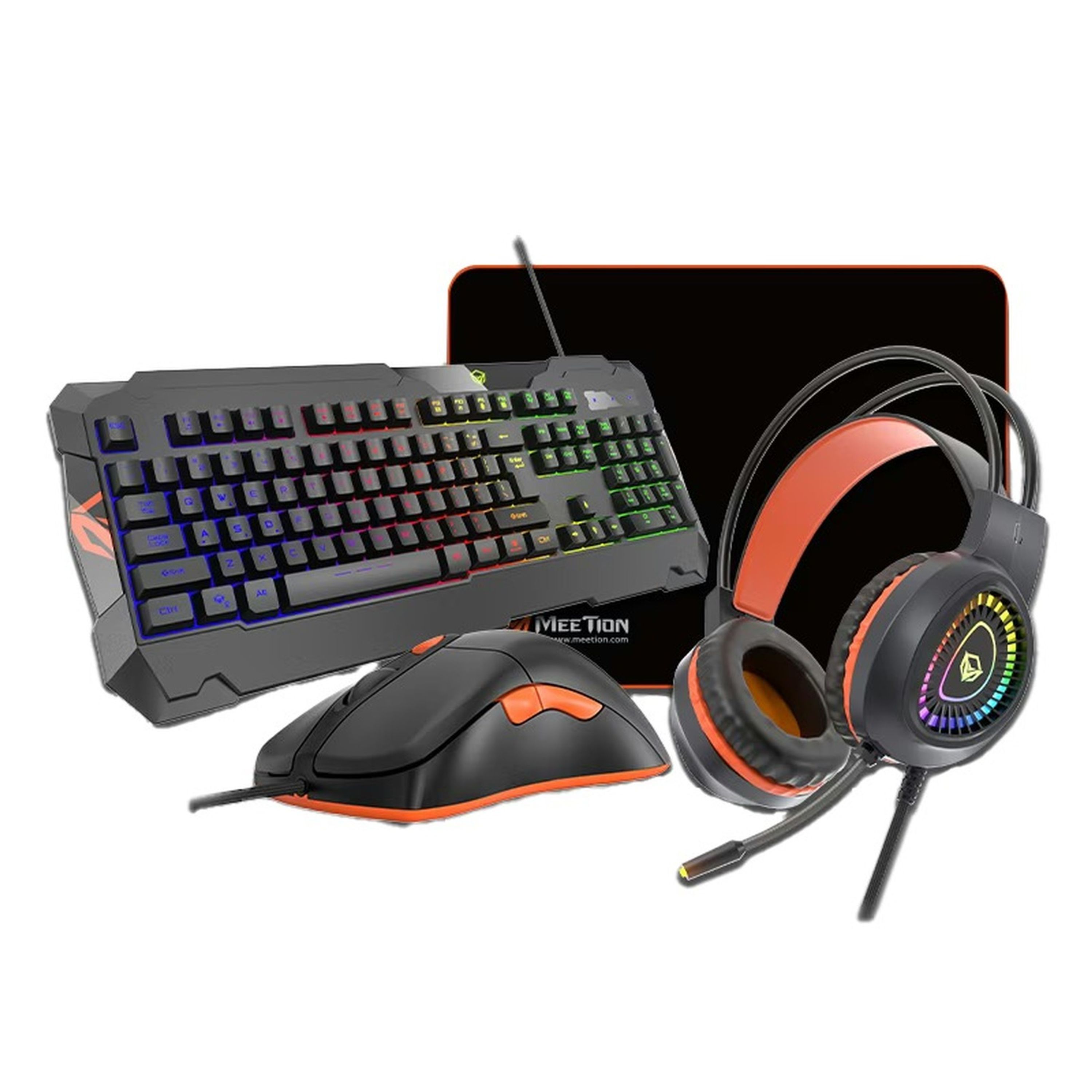 MEETION Gaming 4in1 Wired Combo Kit Mouse KB RGB Headset mouse pad 