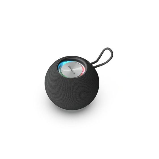 AIWA Globe Wireless Speaker – Bluetooth 5.3, 3W RMS, Fabric-Wrapped with LED, Black