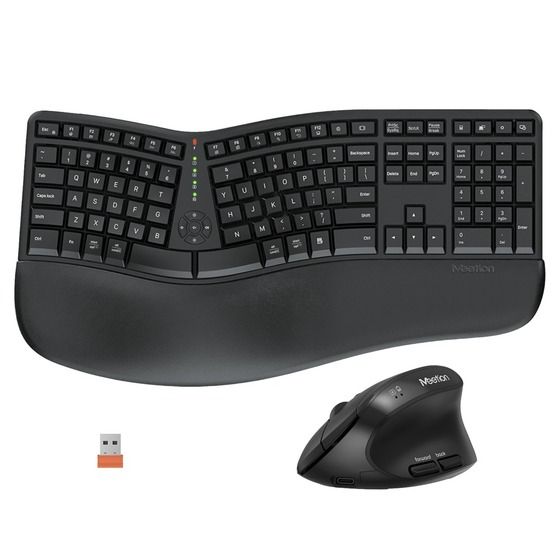 Meetion Ergonomic Wireless Wave Keyboard & Vertical Mouse Combo