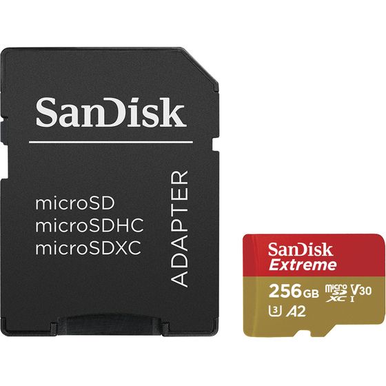 SanDisk Extreme 256GB microSDXC Card – 190MB/s Read, 130MB/s Write, Class 10
