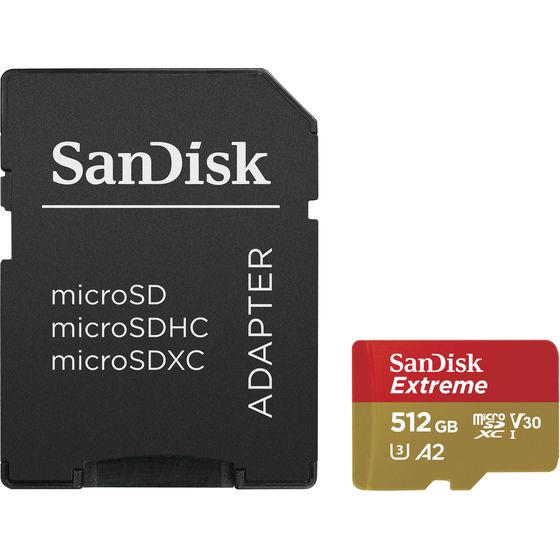 SANDISK 512GB HIGH EXTREME MICROSDXC CLASS 10, READS 190MB/S, WRITES 130MB/S
