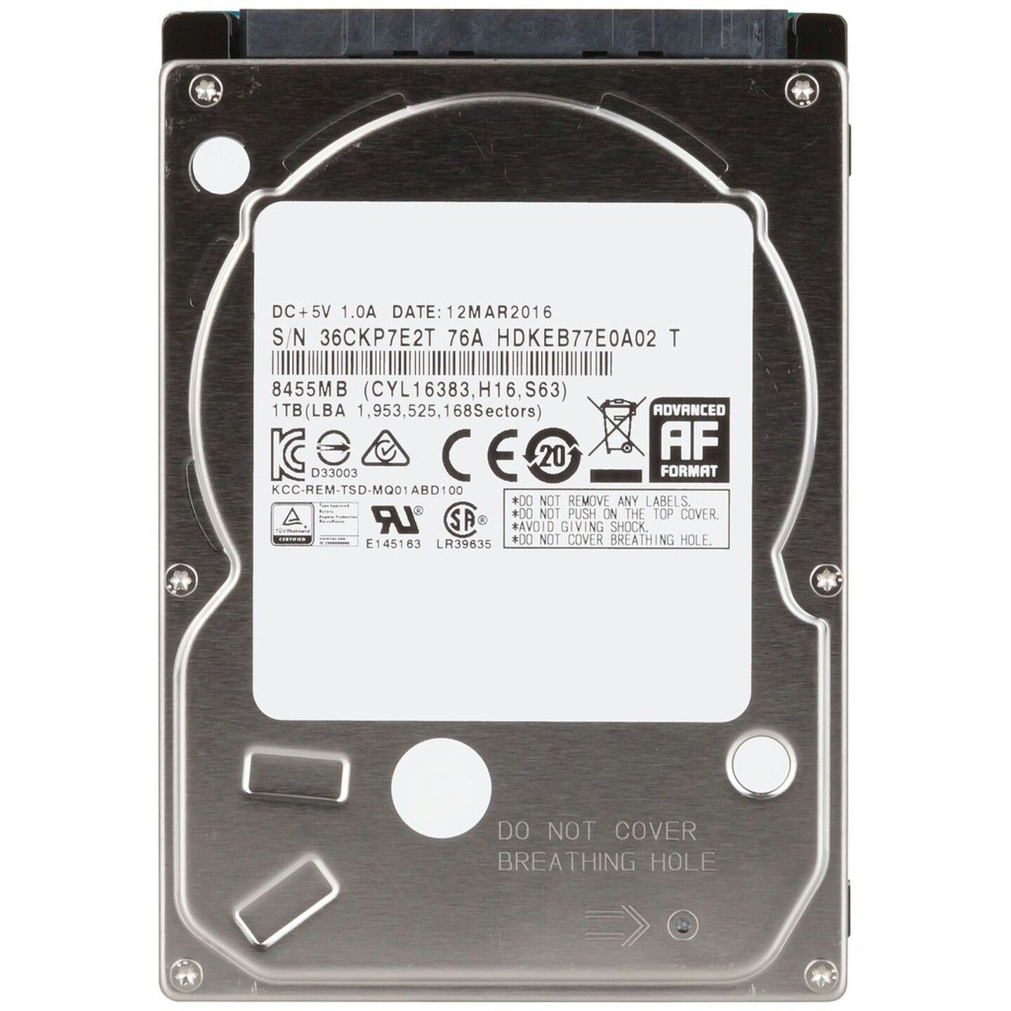 2.5in 1TB Internal Notebook HDD