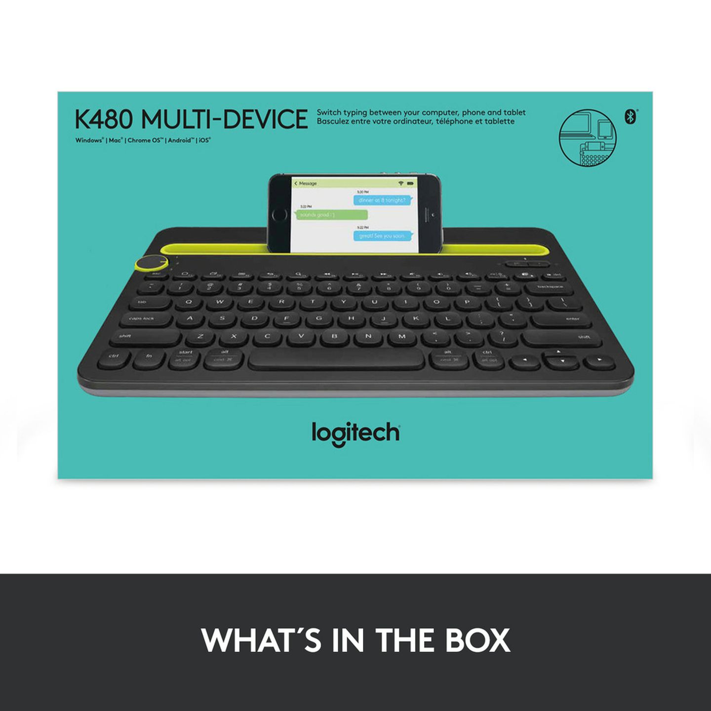 Logitech K480 Black Bluetooth Multi-Device Keyboard