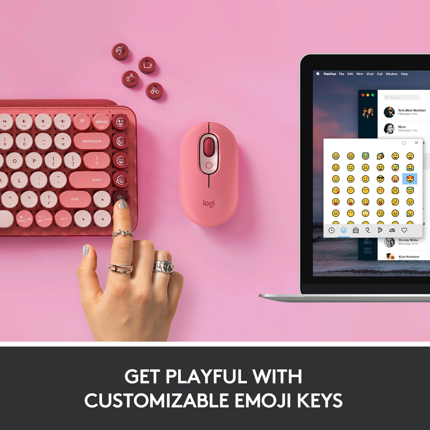 Logitech POP Keys Wireless Mechanical Keyboard With Emoji Keys and Heartbreaker