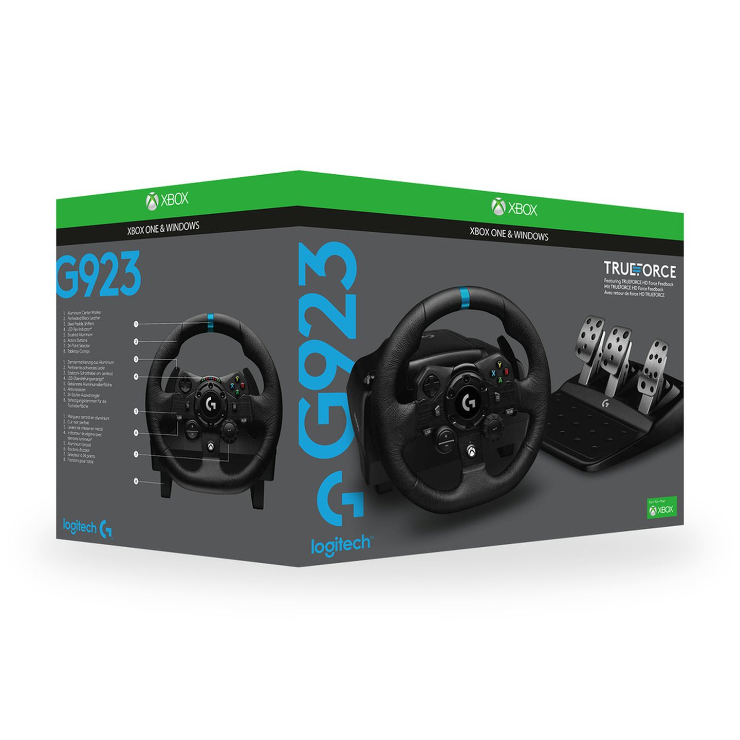 Logitech G923 Racing Wheel and Pedals for Xbox One and PC