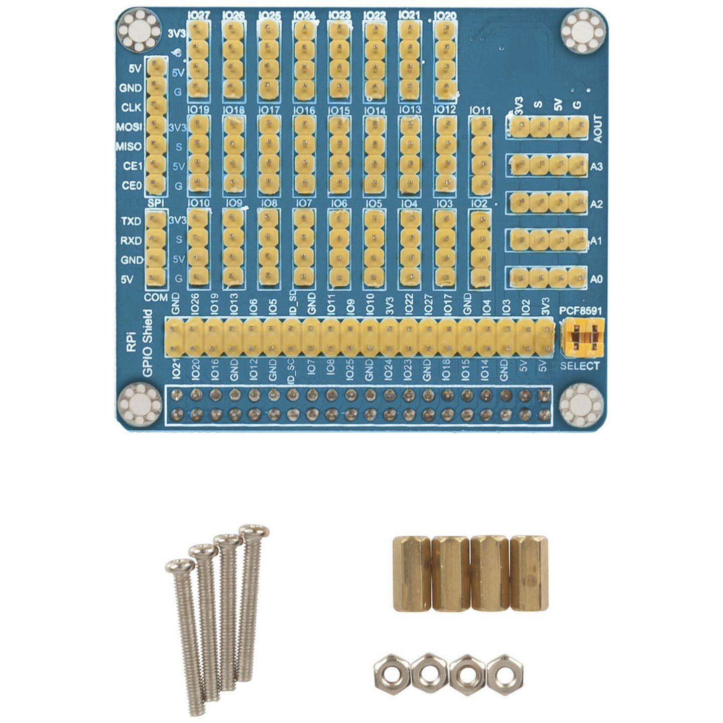 Duinotech Raspberry Pi GPIO Expansion Shield with 4 x AD/DA