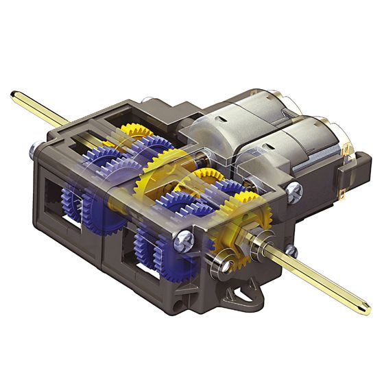 Jaycar Double Motor Independent 4-Speed Gearbox / Axle Assembly – Twin Drive with 2x FA-30 Motors