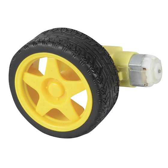 Jaycar DC Geared Motor with Rubber Wheel – 48:1 Ratio, 10V Max, Speed Encoder