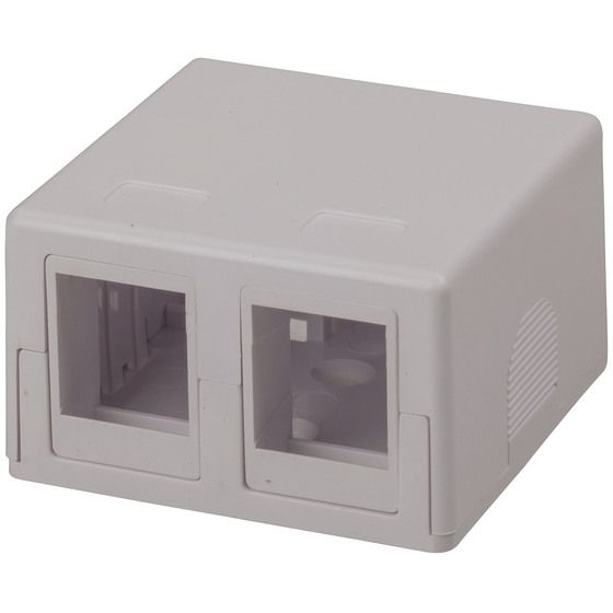Double Keystone Surface Mount Box – Side Entry, Snap-On Cover, White