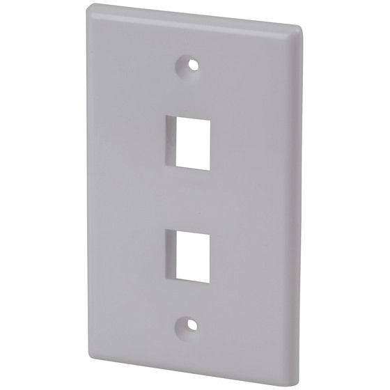 KEYSTONE WALL PLATE DOUBLE WHITE