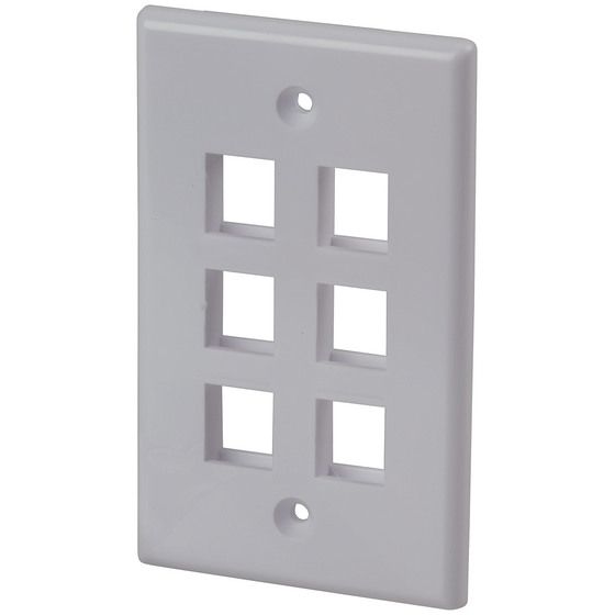 Jaycar Keystone Wall Plate 6-Way – Flush Mount, AU Screw Centres (Unloaded)