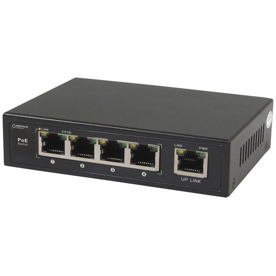 Jaycar 5-Port 10/100 PoE Network Switch – 65W Budget, 4× RJ45 PoE + Uplink